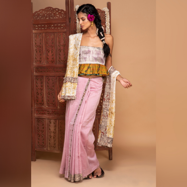 detachable chanderi silk saree
